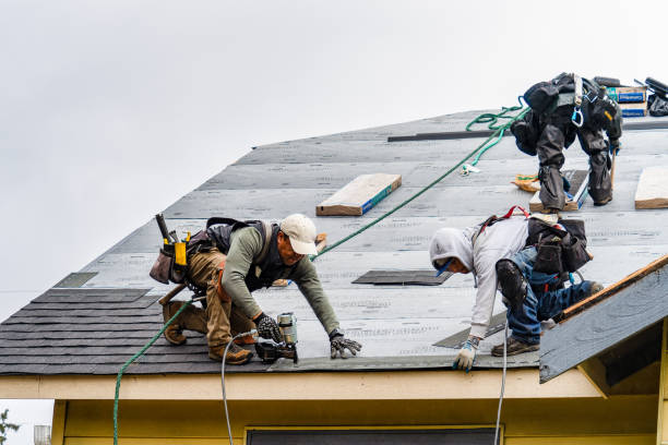 Professional Gutter Installation technician working in Lakeview, MI
